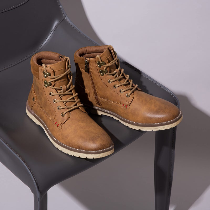Vostey Men's Chukka Boots Motorcycle Casual Hiking Boot for Men(BMY671B Yellow Brown 8) - Image 5